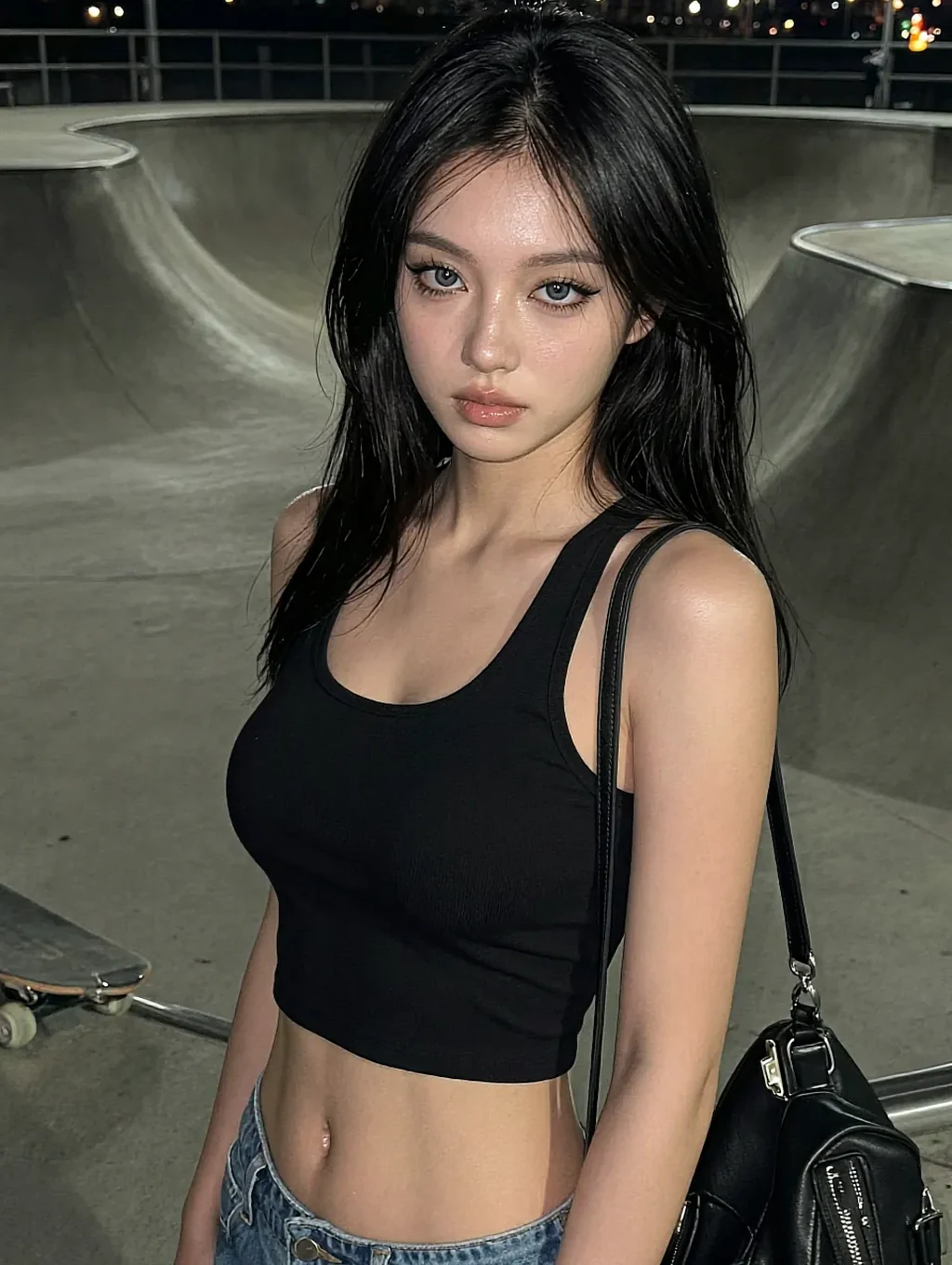 Fictional AI character featured on the seventh landing page, close-up